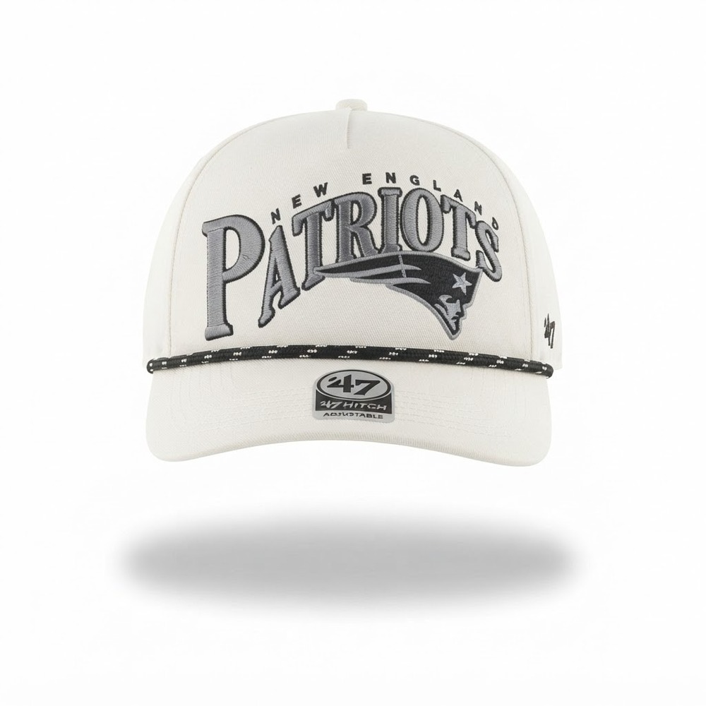 '47 New England Patriots Hitch Hat Mens OSFA White NWT Wave Speckle Rope Hat